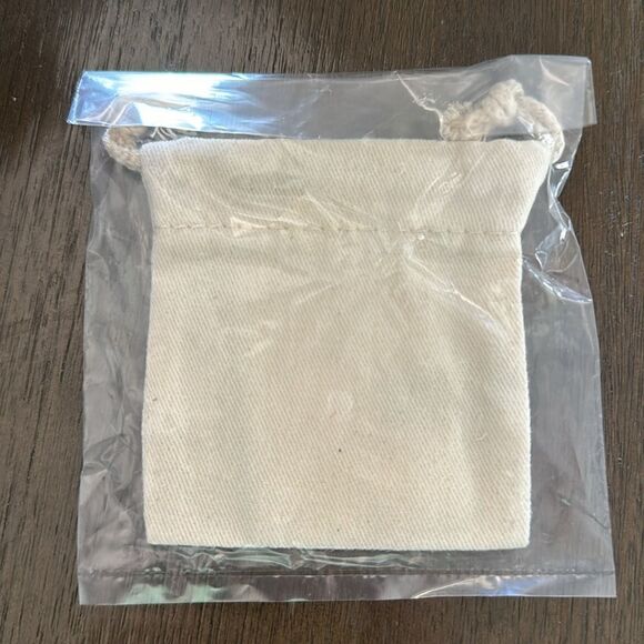 Fossil Canvas Tiny Jewelry Bag Pouch Collateral Material Beige Khaki Drawstring - Picture 4 of 7